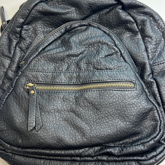 Under One Sky Solid Black Pebbled Leather Backpack w/ Multiple Pockets, NWT! - Picture 3 of 11